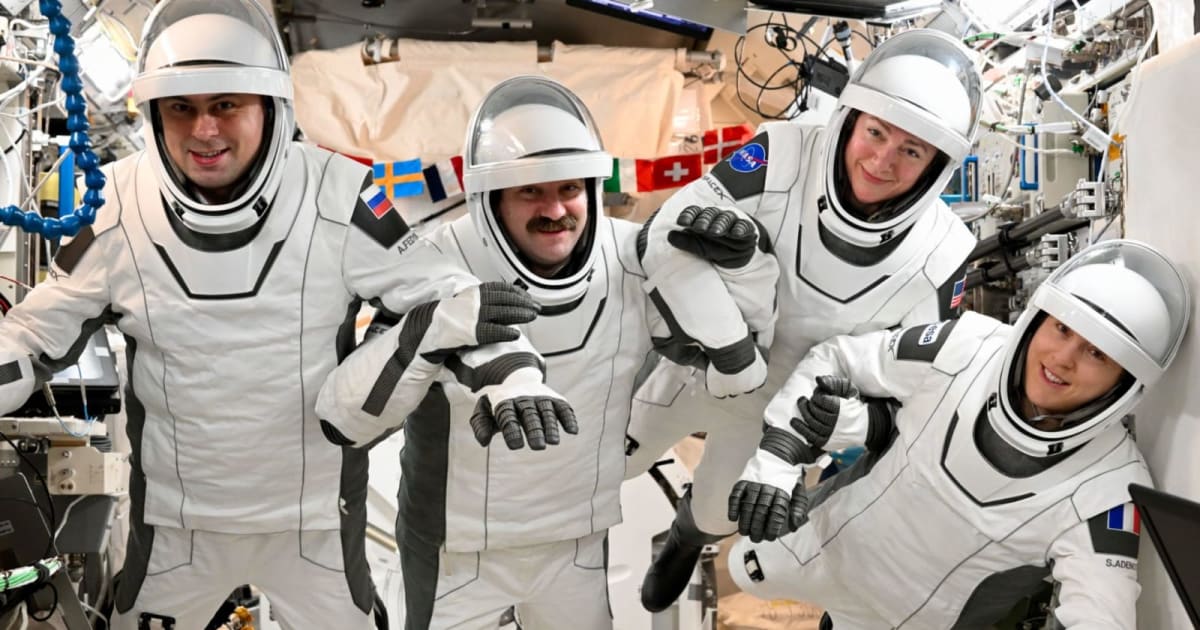NASA's Crew-12 astronauts pose for a photo during spacesuit checks aboard the International Space Station. — (Cover Image Source: X@Astro_Jessica)