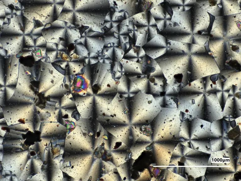 Microscopic image of the crystals of the new building material made using simulated Martian dust.