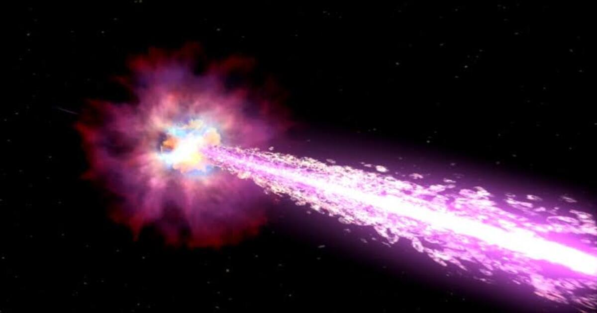 Artist’s illustration of a neutron-star merger producing a powerful gamma-ray burst and a narrow jet of high-energy emission. (Cover Image Source: NASA/Swift/Cruz deWilde)