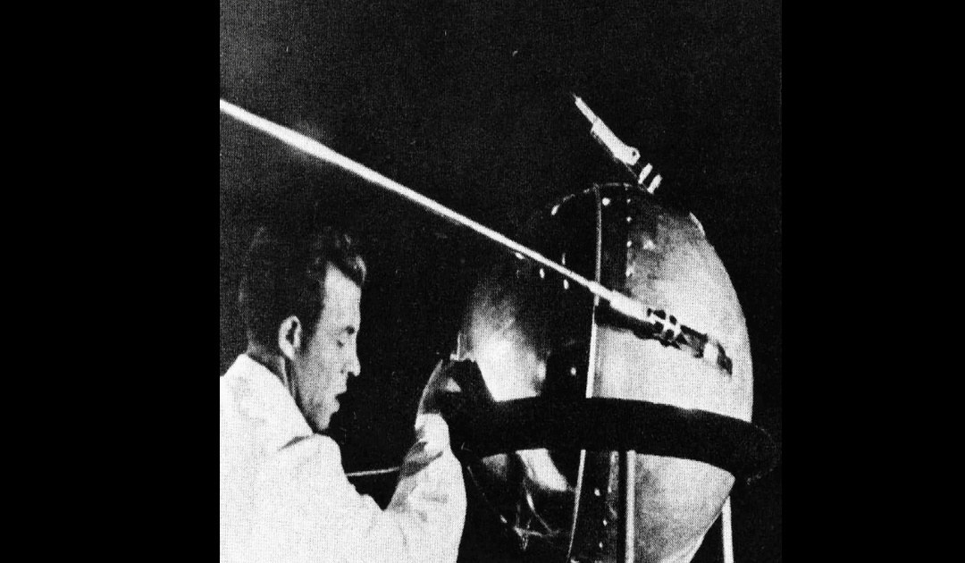 This historic image shows a technician putting the finishing touches on Sputnik 1, humanity’s first artificial satellite.